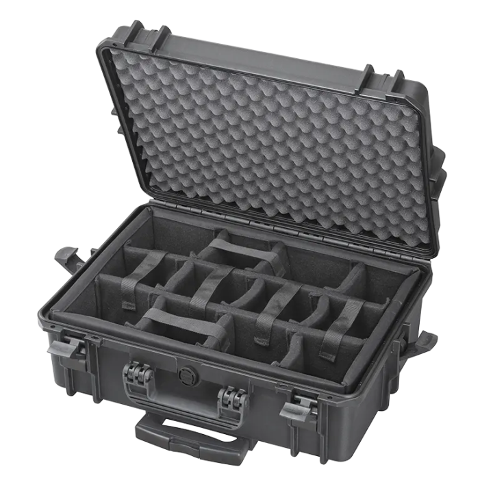 Black, padded dividers, INT 500x350xH194(58+136)mm, EXT 555x445xH258mm, 6,12kg, 33,95L