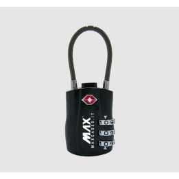 Black, TSA padlock with flexible shackle