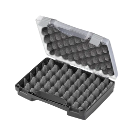 Black-Transparent lid, Polypropylene case mm. 260 x 210 x 60 with 2 egg foams