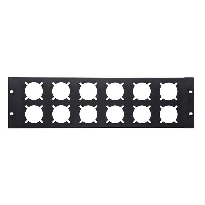 3U Rack Panels Punched for 12 x RG-7250 Schuko Sockets
