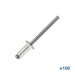 Box of 100 x 12mm Long Grooved Rivets with Aluminium Body and Steel Mandrel