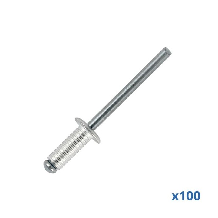 Box of 100 x 12mm Long Grooved Rivets with Aluminium Body and Steel Mandrel