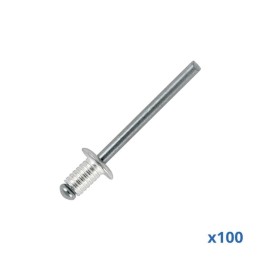 Box of 100 x 8mm Long Grooved Rivets with Aluminium Body and Steel Mandrel