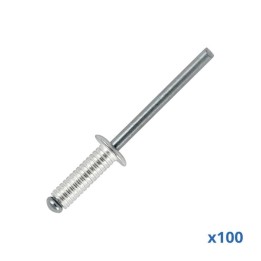 Box of 100 x 14mm Long Grooved Rivets with Aluminium Body and Steel Mandrel