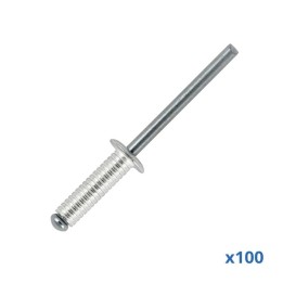 Box of 100 x 16mm Long Grooved Rivets with Aluminium Body and Steel Mandrel