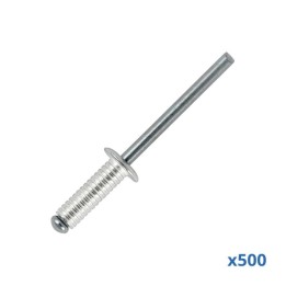 Box of 500 x 14mm Long Grooved Rivets with Aluminium Body and Steel Mandrel
