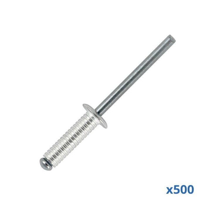 Box of 500 x 16mm Long Grooved Rivets with Aluminium Body and Steel Mandrel