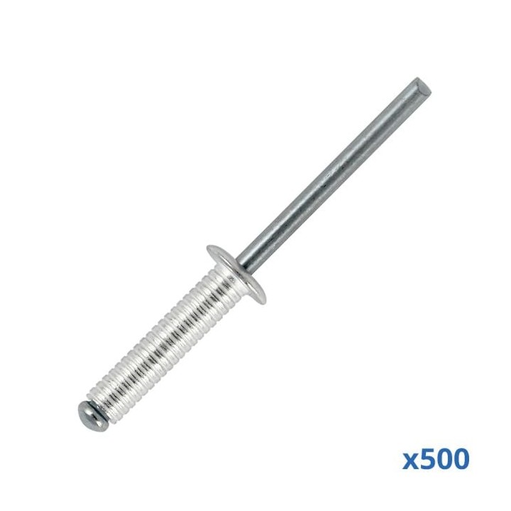Box of 500 x 20mm Long Grooved Rivets with Aluminium Body and Steel Mandrel
