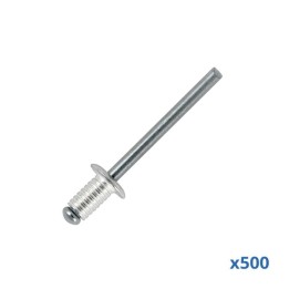 Box of 500 x 8mm Long Grooved Rivets with Aluminium Body and Steel Mandrel