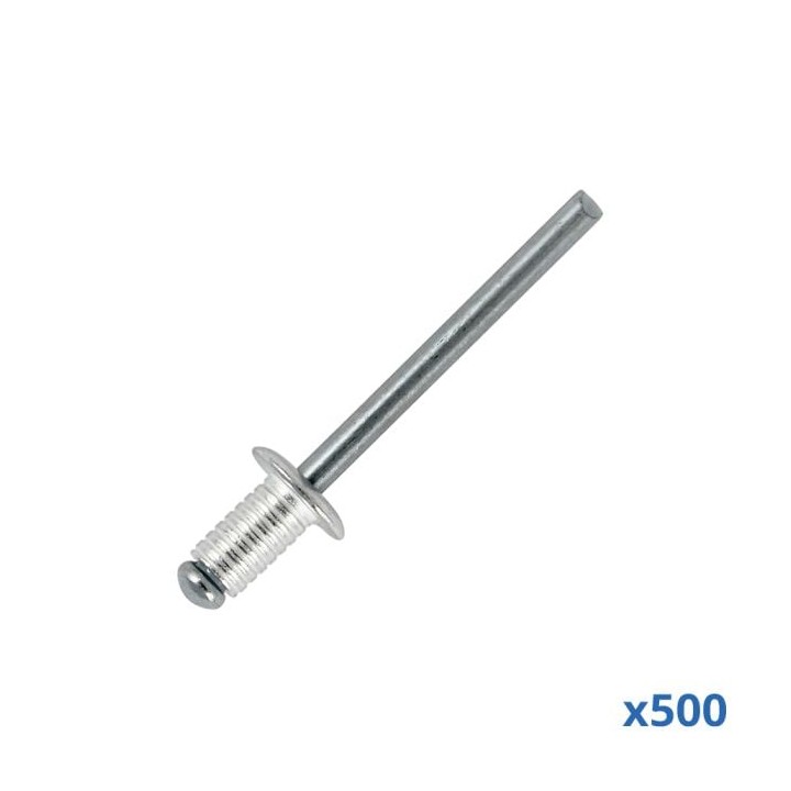 Box of 500 x 8mm Long Grooved Rivets with Aluminium Body and Steel Mandrel