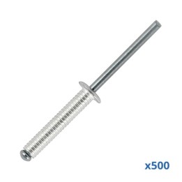 Box of 500 x 25mm Long Grooved Rivets with Aluminium Body and Steel Mandrel