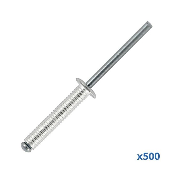 Box of 500 x 25mm Long Grooved Rivets with Aluminium Body and Steel Mandrel
