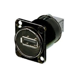 Neutrik USB Adaptor Black Reversible A to B D/Chassis NAUSB-W-B