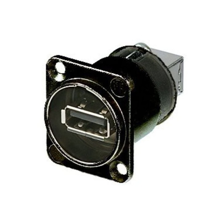 Neutrik USB Adaptor Black Reversible A to B D/Chassis NAUSB-W-B