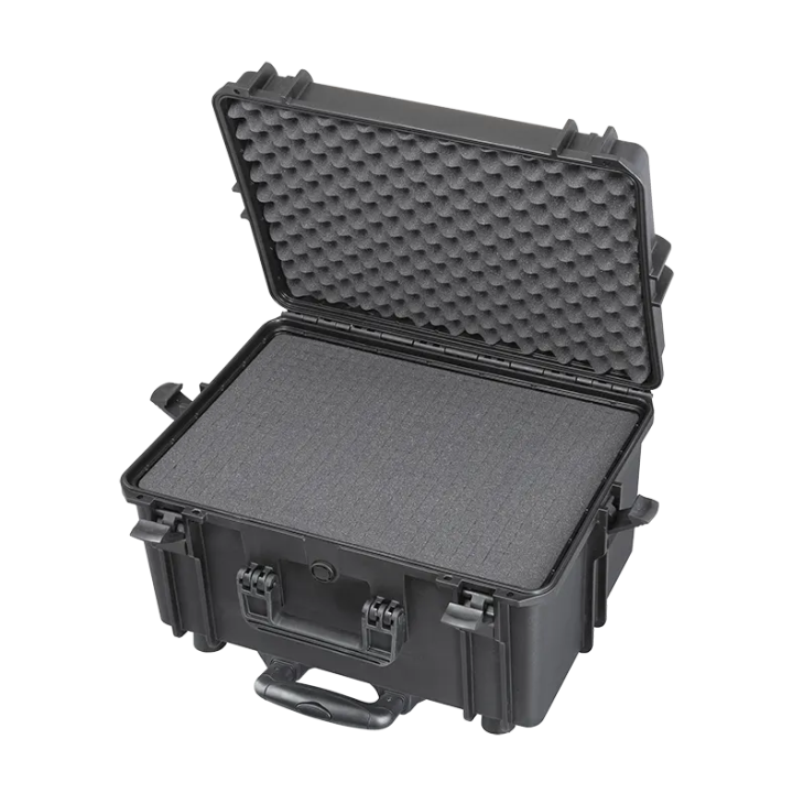 Black, cubed foams with trolley, INT 500x350xH280(58+222)mm, EXT 555x437xH326mm, 6,84kg, 49L