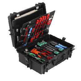 Black, tool case with shoulder strap, INT 500x350xH194(58+136)mm, EXT 555x428xH211mm, 6,06kg, 33,95L