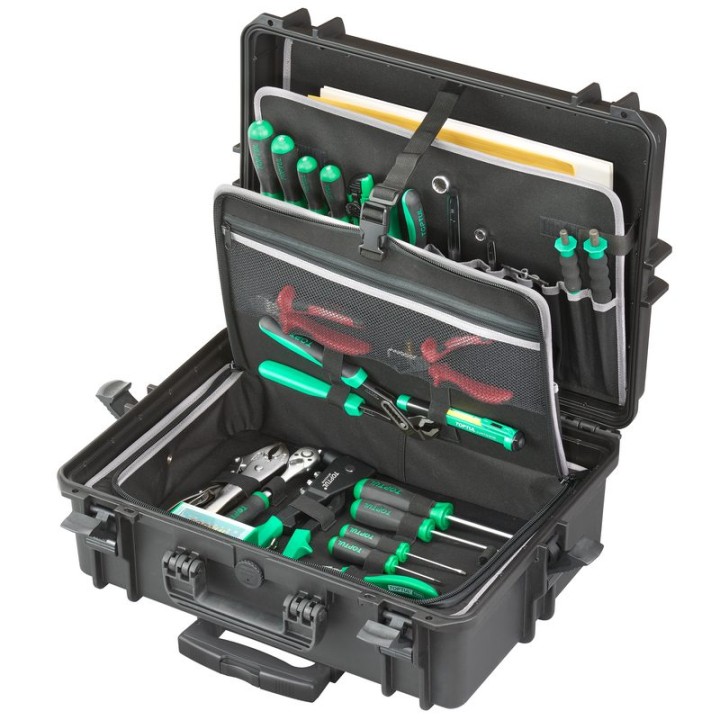 Black, tool case with trolley, INT 500x350xH194(58+136)mm, EXT 555x445xH258mm, 7,84kg, 33,95L