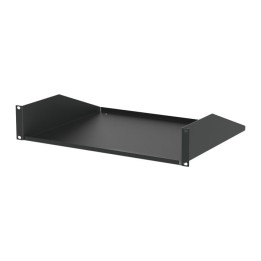 2U Black Rack Shelf - 368mm Deep