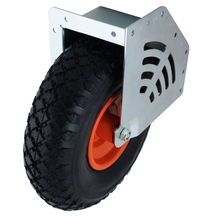 Very Large Steel Corner Castor with 260mm Pneumatic Rubber Wheel.