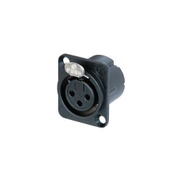 XLR 3 Pin Female Chassis DLX Black Body Gold Pins NC3FD-LX-B